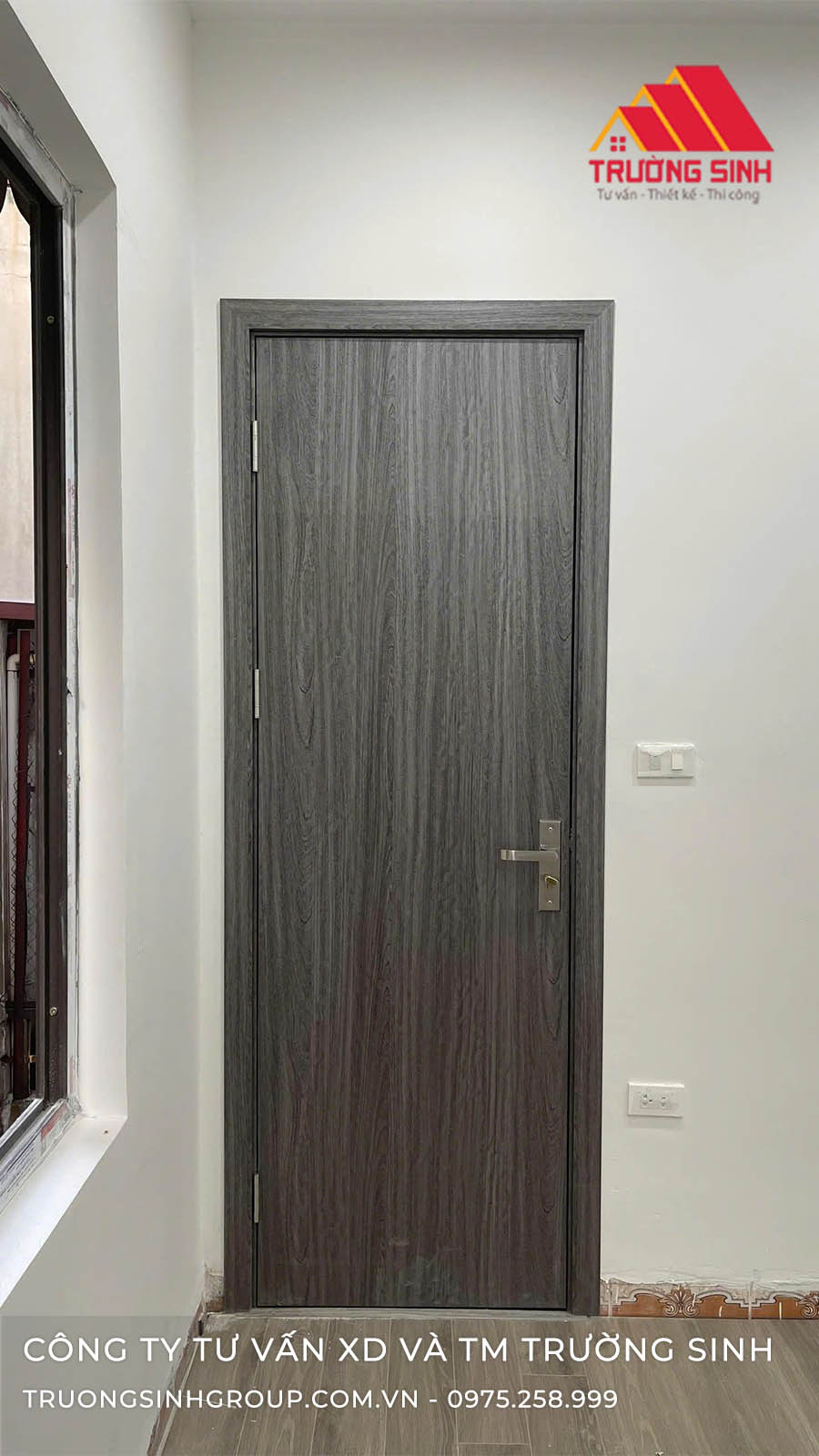 Cửa nhựa Conposite vân gỗ màu xám